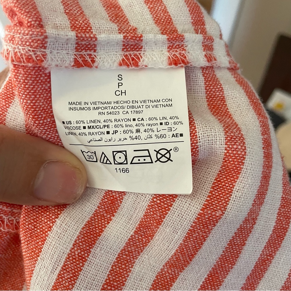 5/$25 Old Navy linen blend striped peach sheath dress - Picture 5 of 7